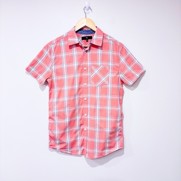 TAG Salmon plaid button down shirt - Picture 1 of 6